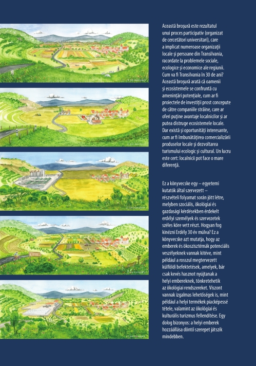 Back of our booklet (click to enlarge), showing the status quo landscape and four alternative futures
